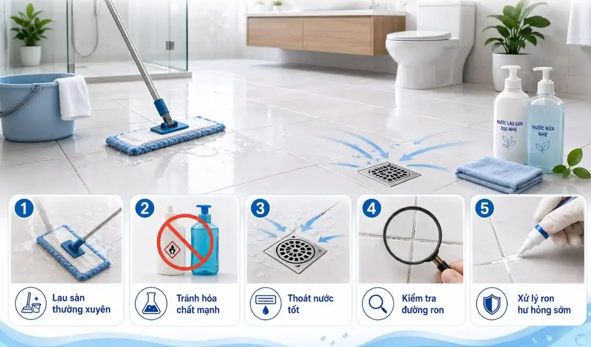 Cách Vệ Sinh Và Bảo Quản Gạch Nền Nhà Tắm