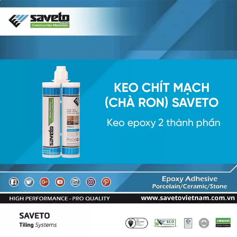 Gạch marble kết hợp với keo chít mạch saveto
