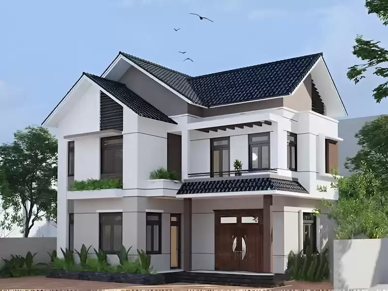 Mái Thái giật cấp nhà phố 2 tầng.