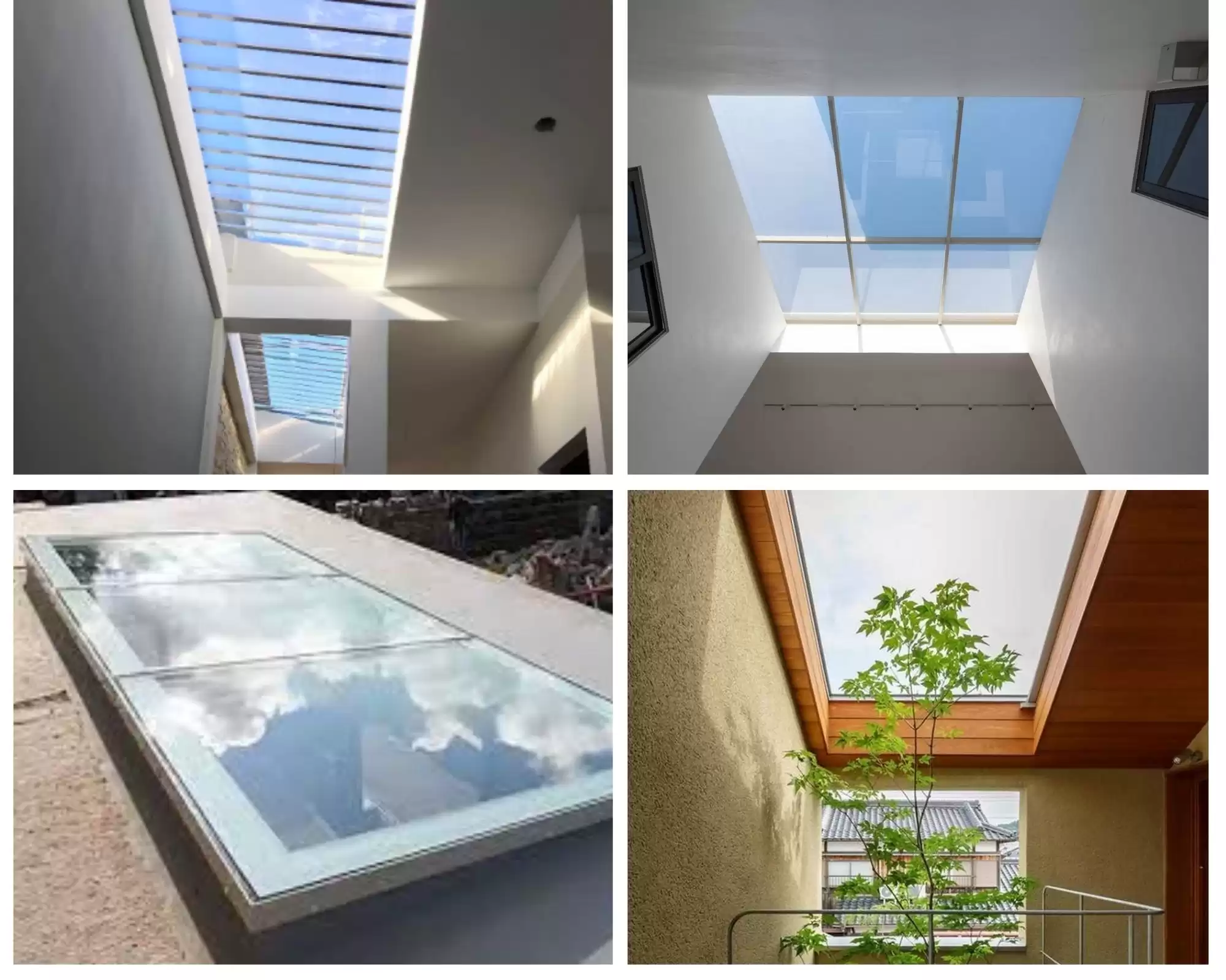 Mái bằng kết hợp giếng trời kính