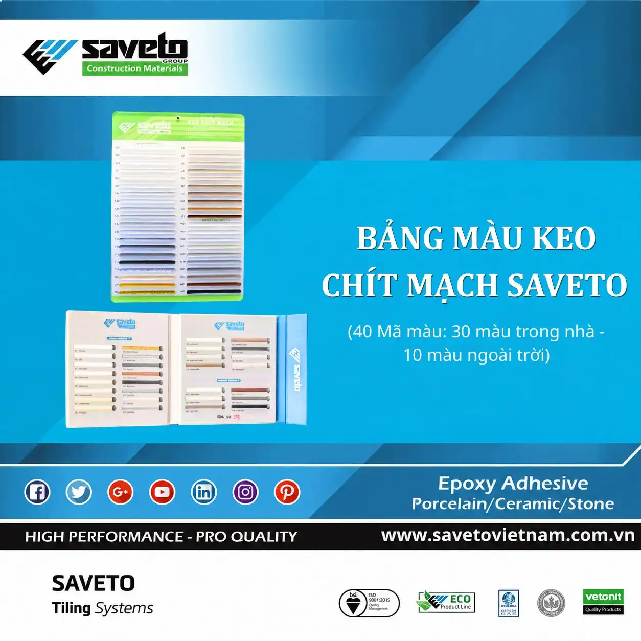 BẢNG MÀU KEO CHÍT MẠCH SAVETO