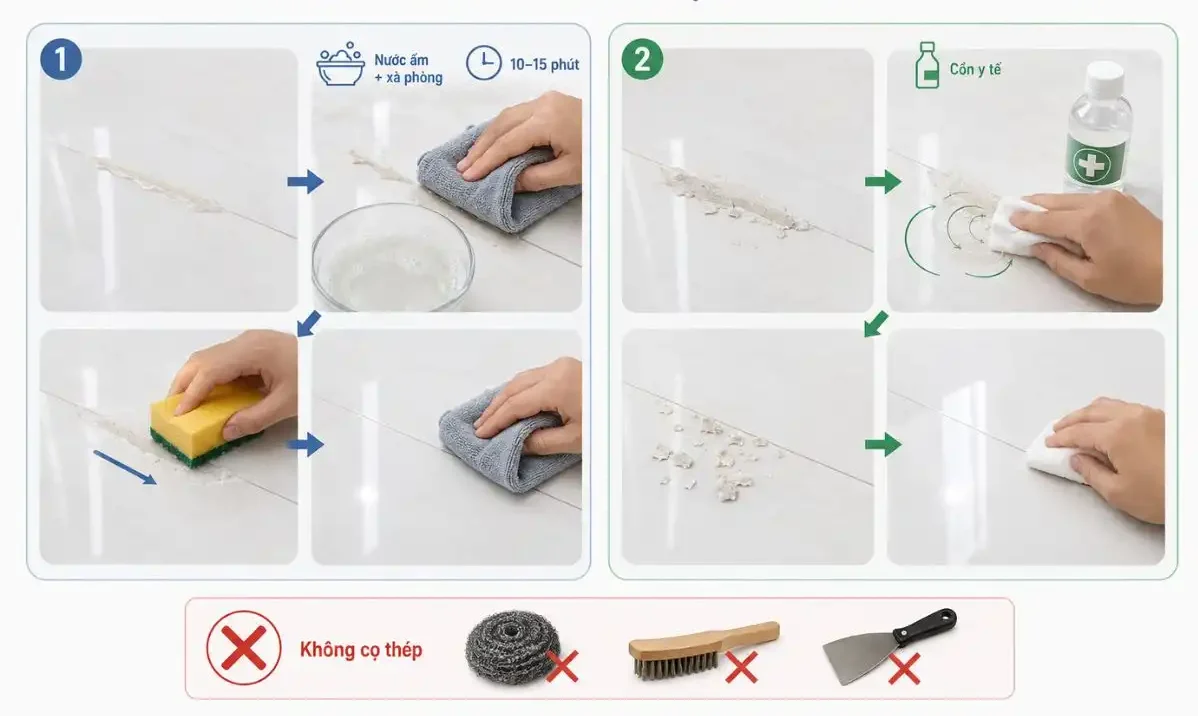 Tẩy keo dán gạch còn mới dễ dàng
